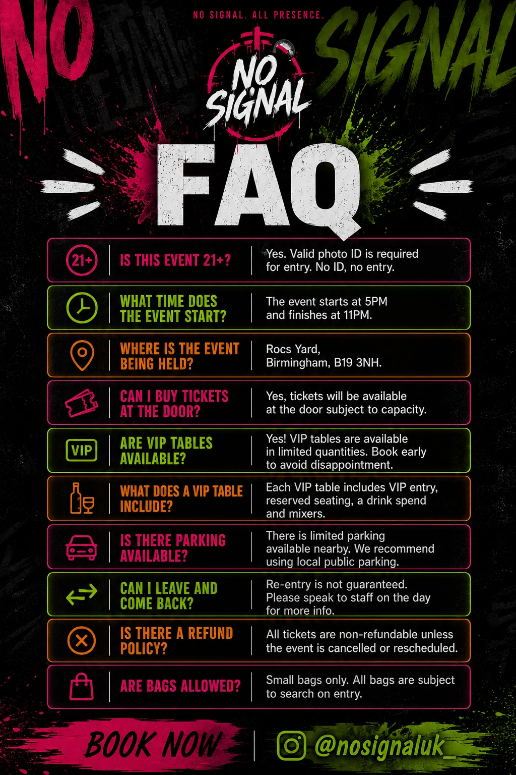 No Signal event frequently asked questions design
