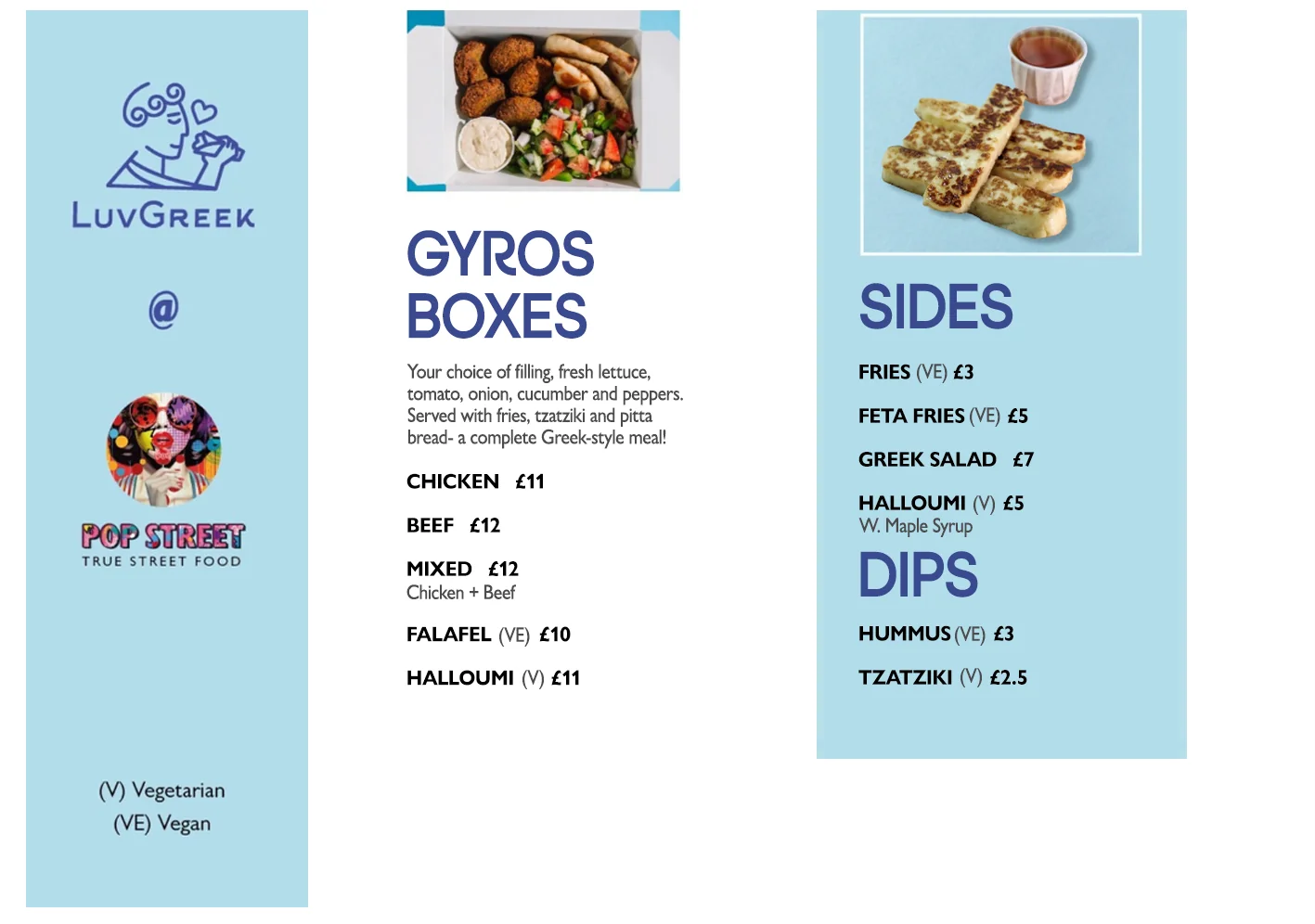 LuvGreek restaurant menu