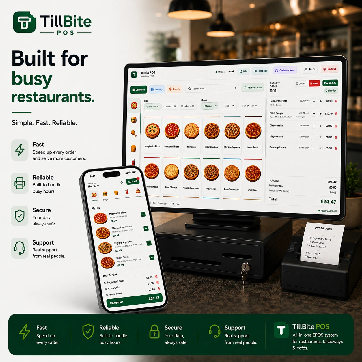 TillBite restaurant POS system and mobile ordering application